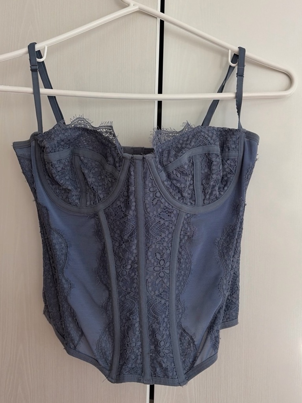 LG Slate Blue Lace Bustier with Underwire